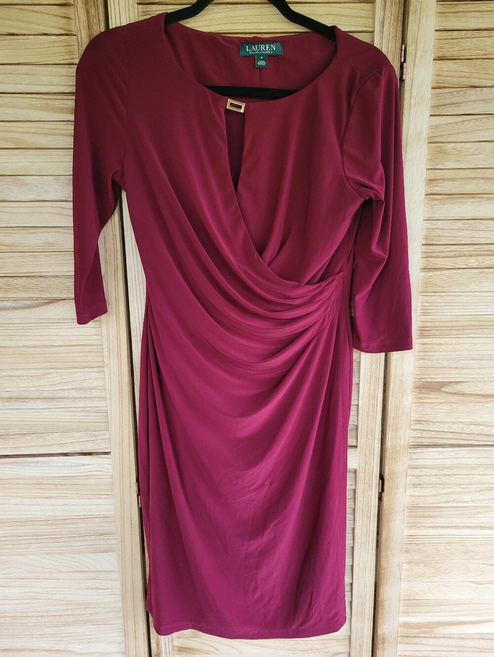 Lauren By Ralph Lauren Dress Size 6 Maroon Half Sleeve Professional Office Workw